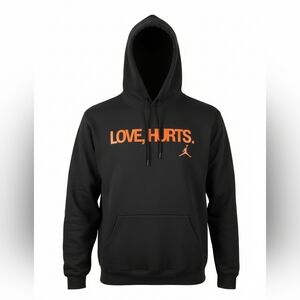 Black Hoodie with Red 'Love, Hurts' Print